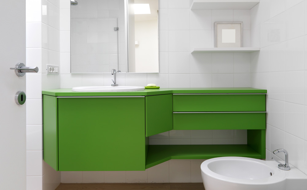 fel groen badkamermeubel op maat