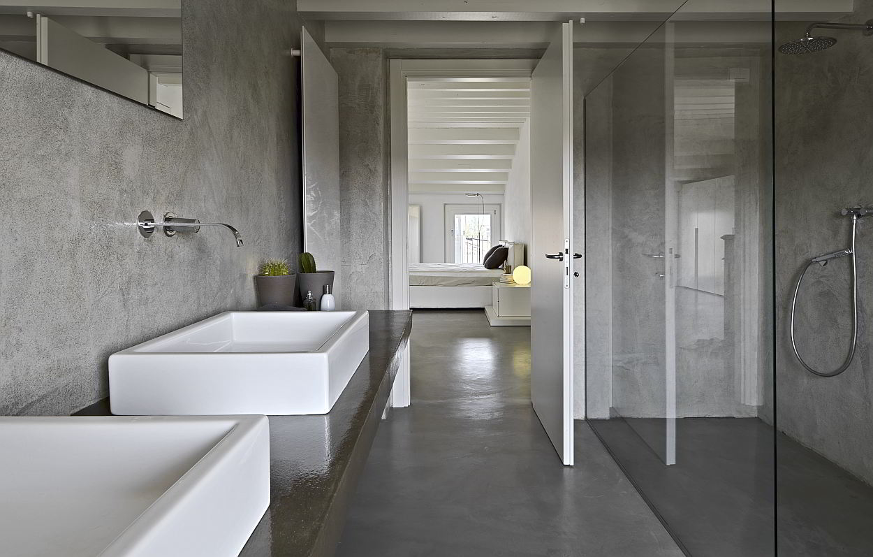 moderne badkamers met gepolierd beton