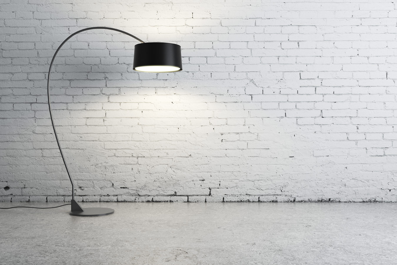 Witte bakstenen muur zwarte lamp - Lichtadvies & verlichtingsadvies