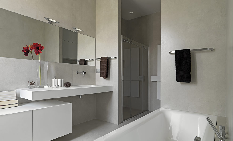 Moderne badkamer met betonlook - badkamer inrichten